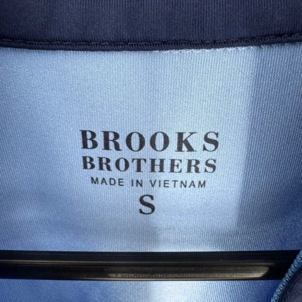 Brooks Brothers Mens Small Blue Colorblock Quarter Zip Performance Pullover Top